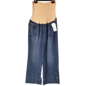 LED‎ Luxe Essentials Denim Cropped Jeans Women's 29 Maternity Wide Leg Dark Wash